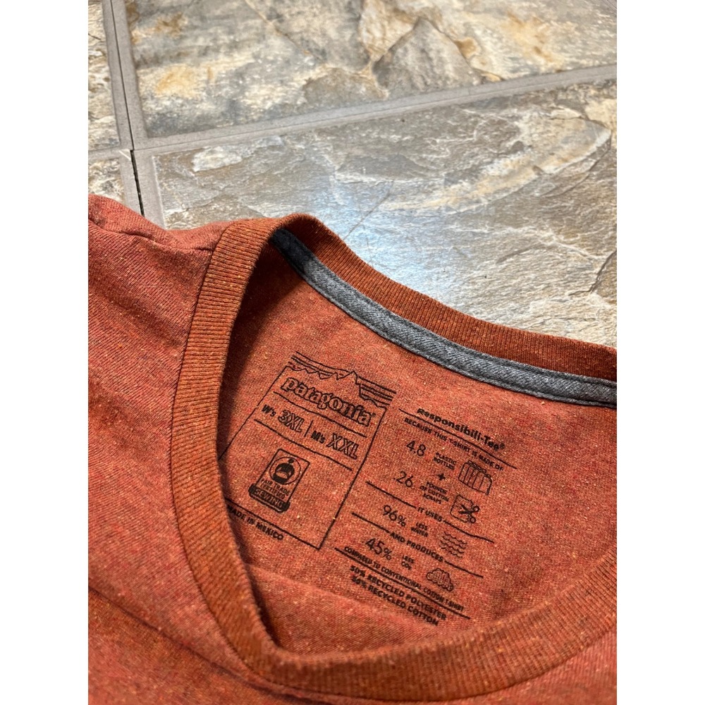 Patagonia Responsibili-Tee Shirt Mens XXL Orange Recycled Logo - Picture 5 of 8